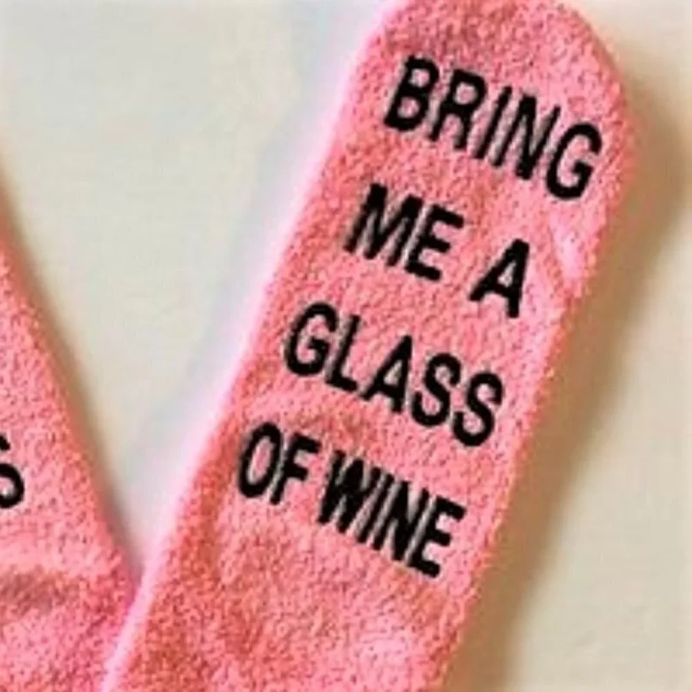 CUPCAKE BRING ME A GLASS OF WINE NOVELTY SOCKS WINE LOVER GIFT